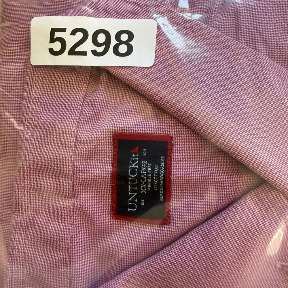 UNTUCKit Button Down Mens XXL Pink Wrinkle Free Micro Check Long Sleeve Shirt